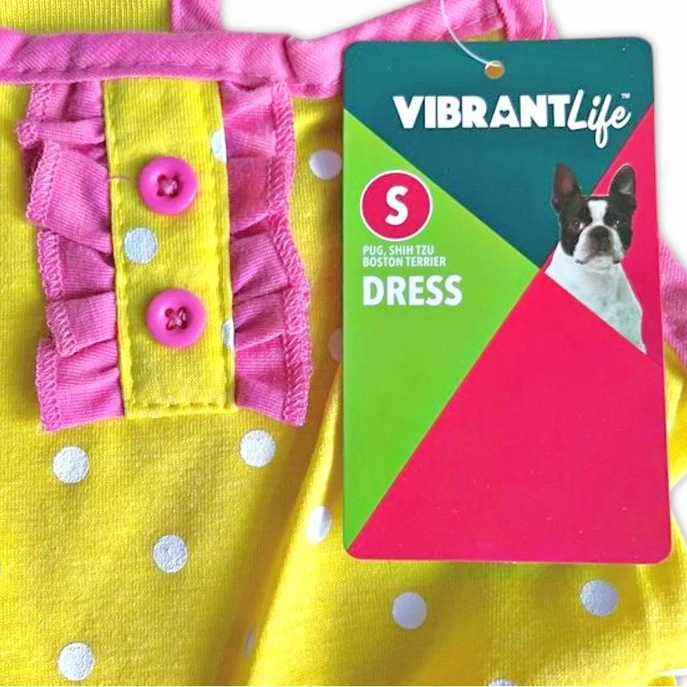 Vibrant Life Yellow Polka Dot Dog Dress